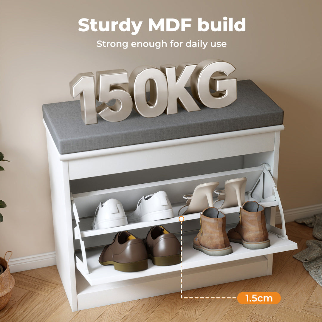 60cm Shoe Rack Storage Cabinet Bench Cosy Padded Seat Organiser Cupboard