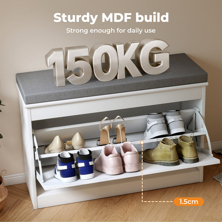 75cm Shoe Rack Storage Cabinet Bench Cosy Padded Seat Organiser Cupboard