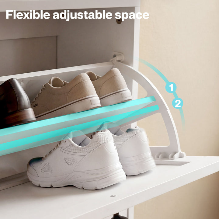 Shoe Cabinet 4 Flip Drawers Vertical Storage Rack Organiser Entryway