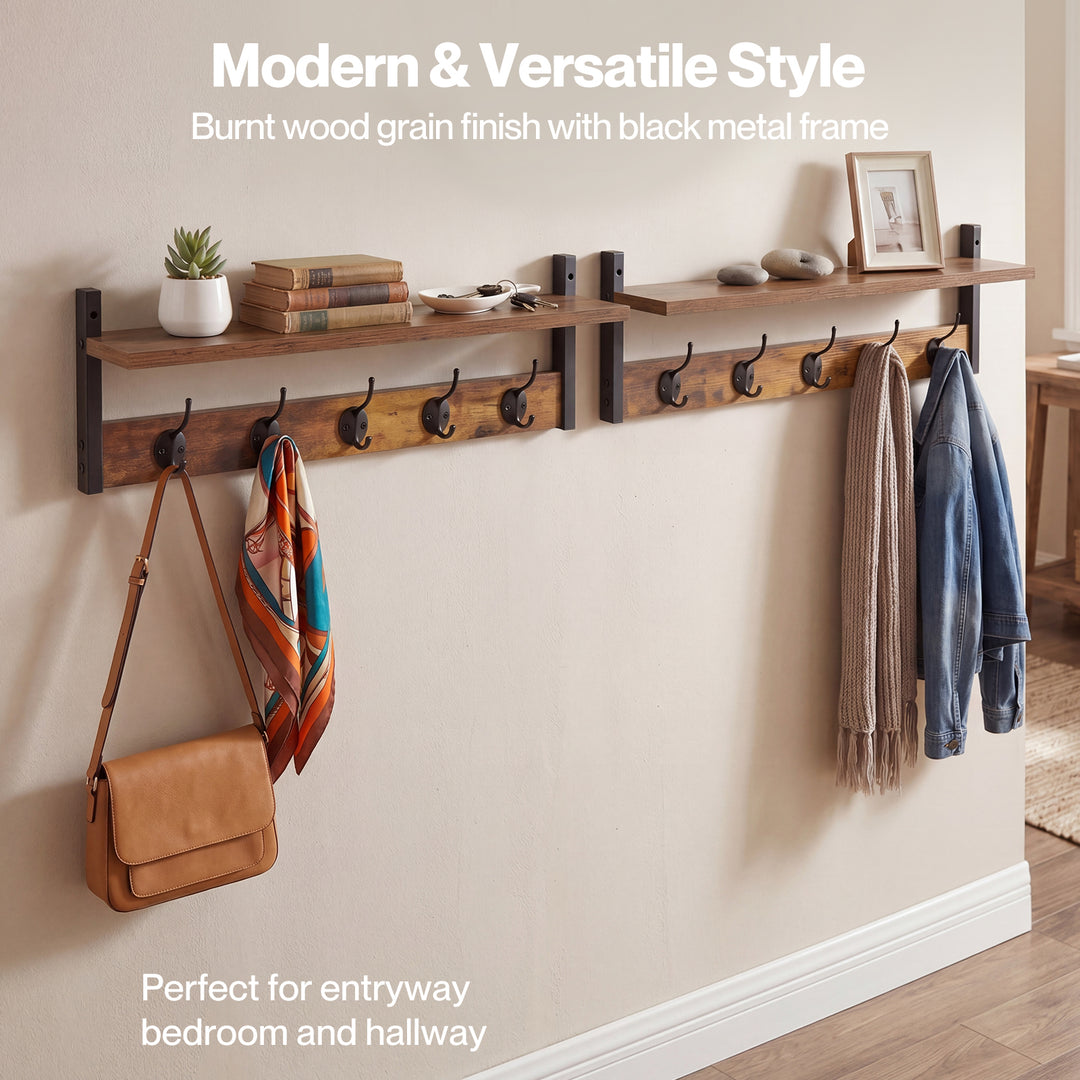 Coat Rack Shelf Wall Mounted Entryway Double Hook Wall Floating Hat Rack