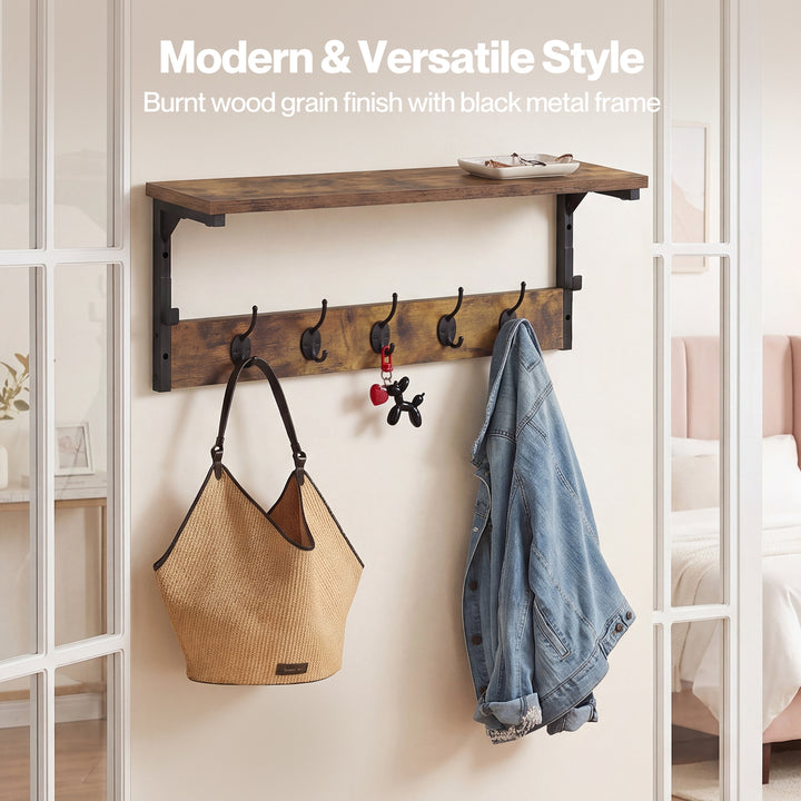 Coat Rack Shelf Wall Mounted 7 Hooks Wall Floating Hat Rack Living Room