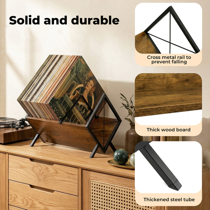 Vinyl Record Storage Rack Display Shelf LP Album Books Holder Adjustable