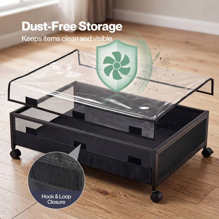 Under Bed Storage Box 2PCS Wheels Clothes Organizer Dustproof 2 x 48L