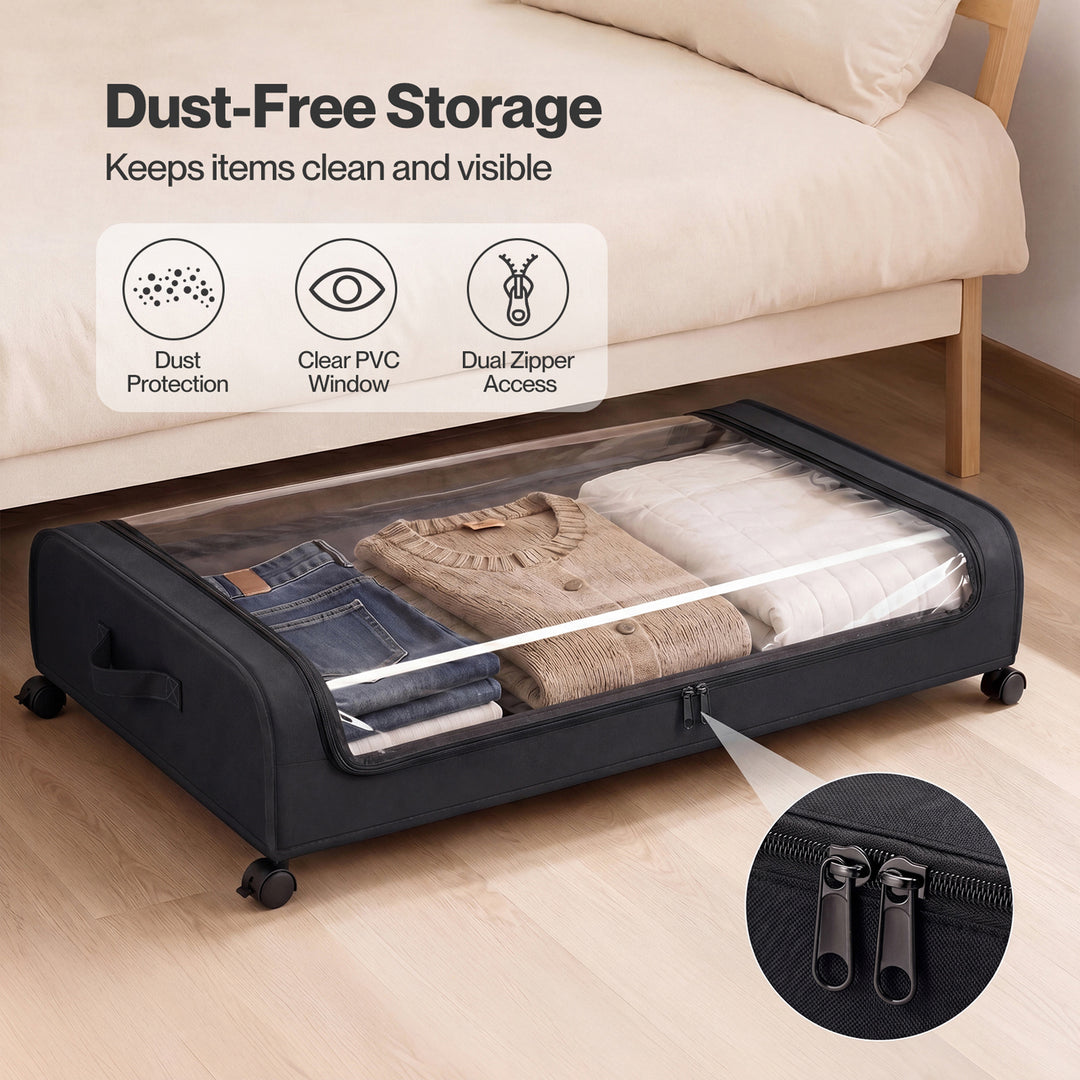 2X Under Bed Storage Containers for Shoe and Apparel Clear-Lidded