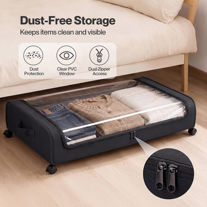 2X Under Bed Storage Containers for Shoe and Apparel Clear-Lidded