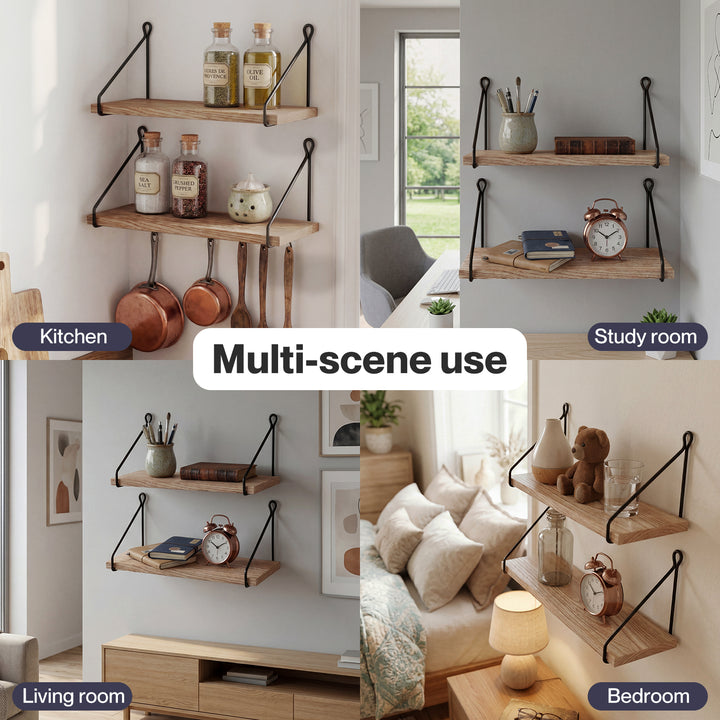 Floating Wall Mounted Shelves Rustic 2Pcs Storage Display Bedroom Kitchen