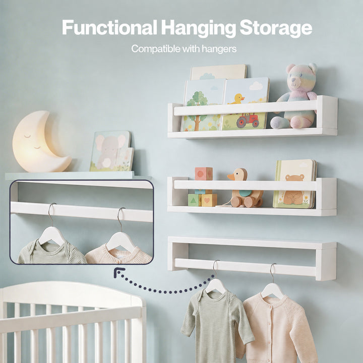 Book Shelves Floating Kids Nursery 3 Pcs  Display Wall Shelves Bedroom