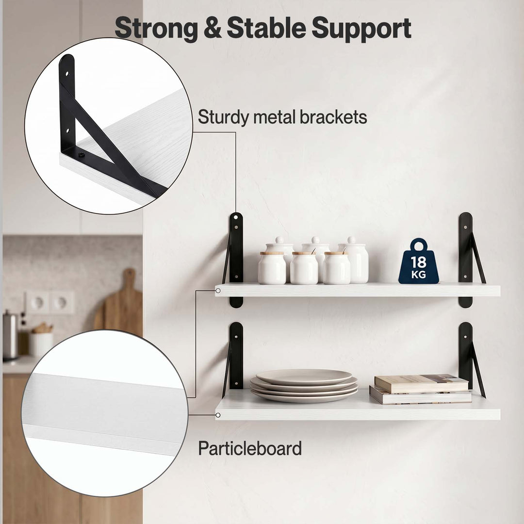 Floating Wall Shelves 2Pcs Deep Wall Mounted Display Book Shelf Bedroom