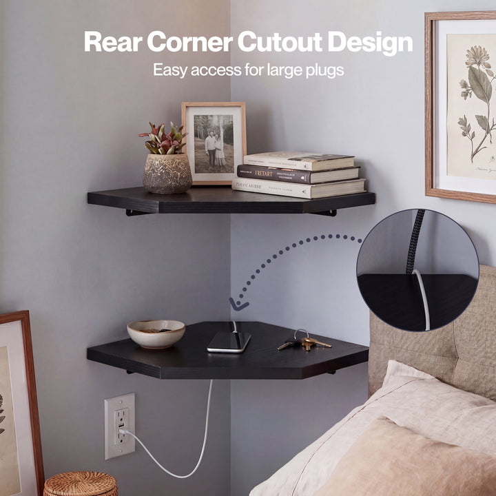 Corner Shelves 2 Pcs Wall Mounted Storage Display Rack Adjustable Bedroom