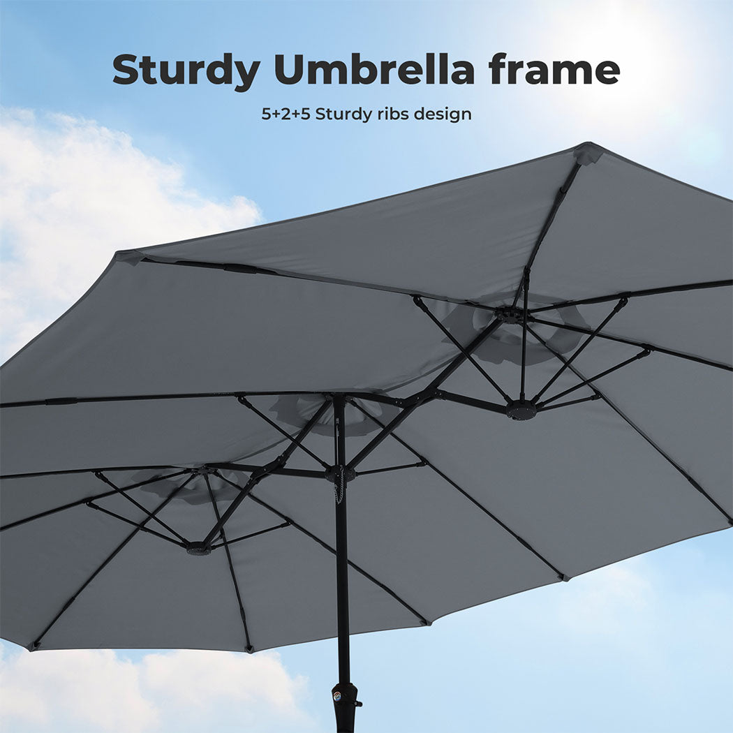 Patio Umbrella Twin Outdoor Garden Pool Sun Shade Stand Double-Sided
