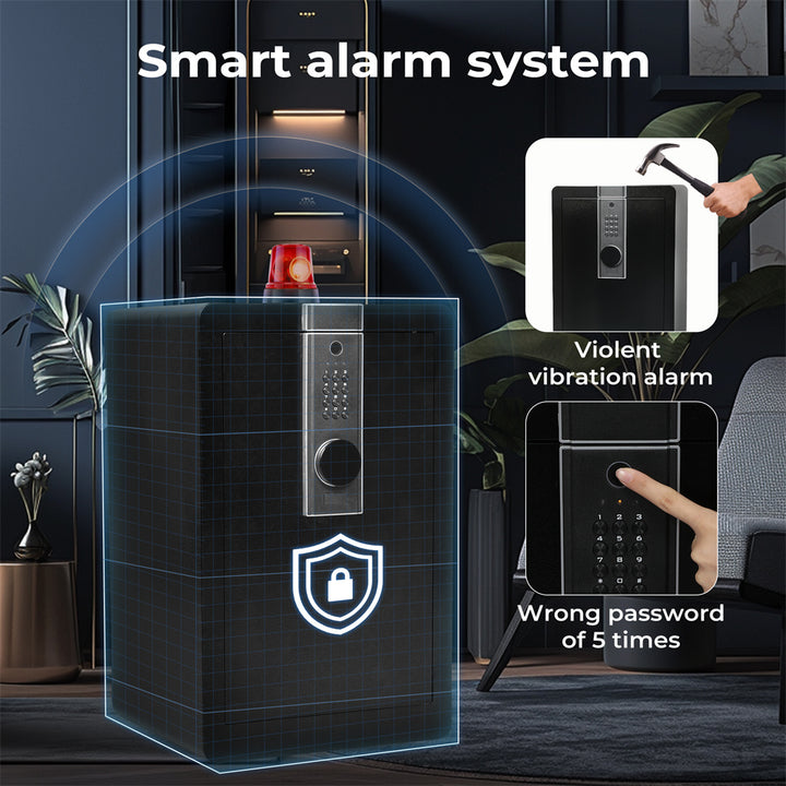 Fingerprint Large Security Safe Box Key Lock Money Safe Box Home Office 34.5L