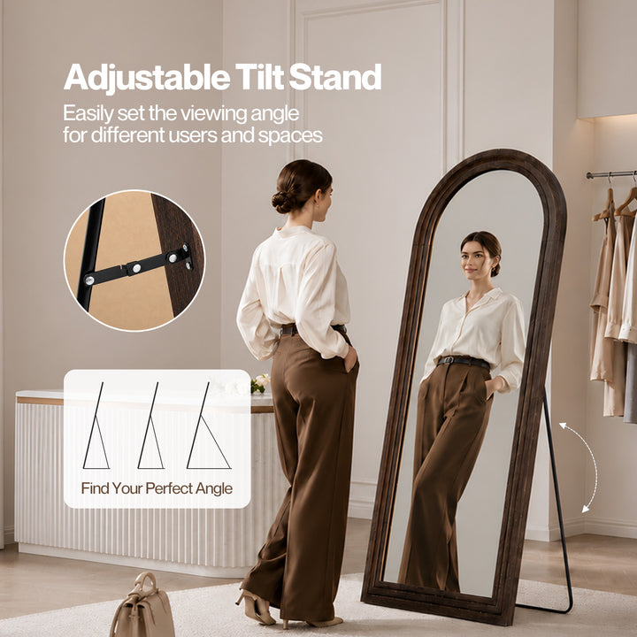 Mirror Full Length 4mm Tempered Glass Stand Lean Mount Bedroom Brown