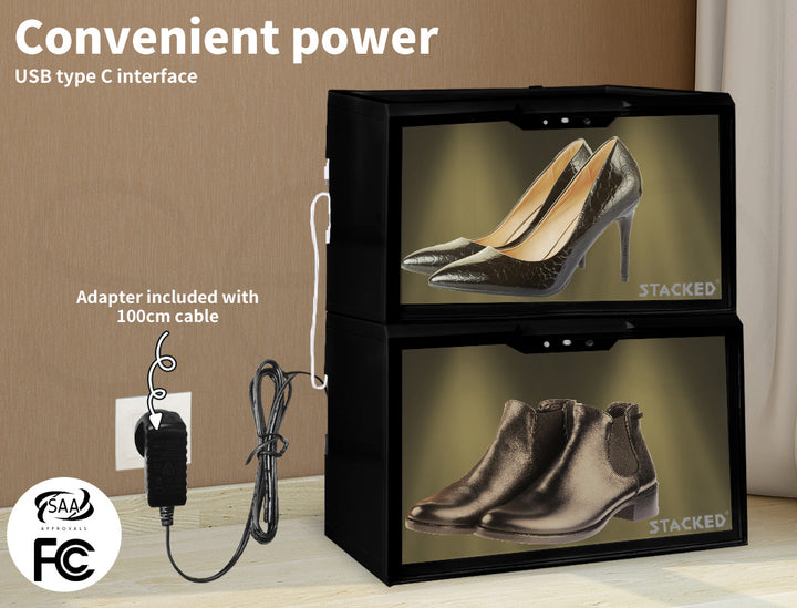 Black Shoe Box Sneaker Display Case LED Lighted Magnetic Anti-oxidation Clear