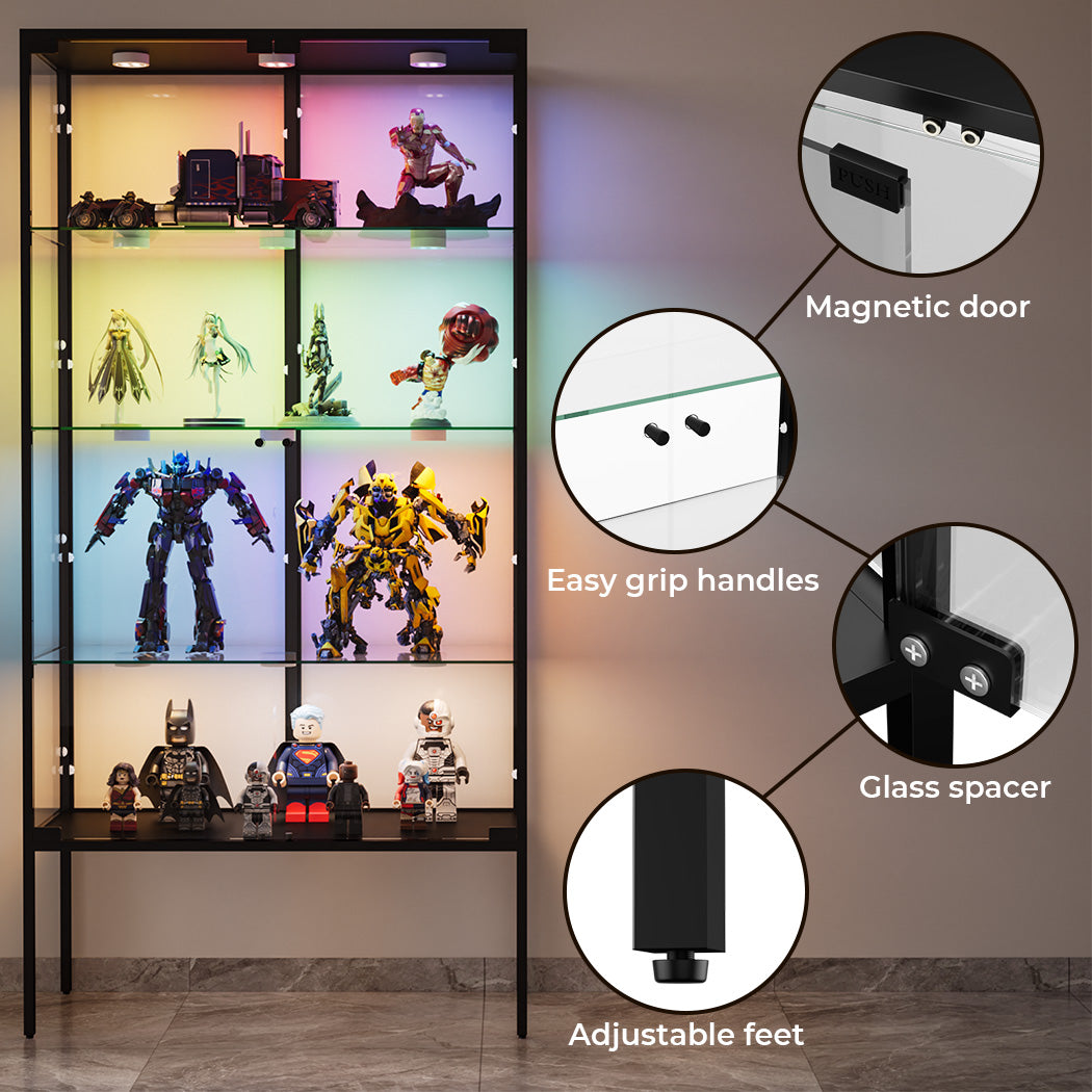 Tempered Glass LED Display Cabinet Steel Collections With RGB Light