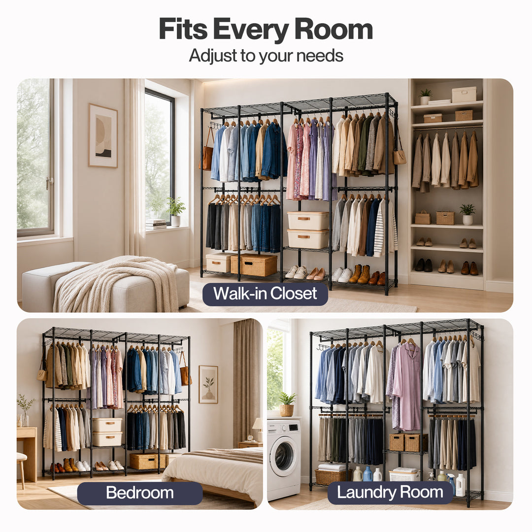 Heavy Duty Clothes Rack Organizer 500kg Carbon Steel Bedroom