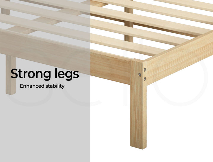 King Single Wooden Bed Frame Full Natural