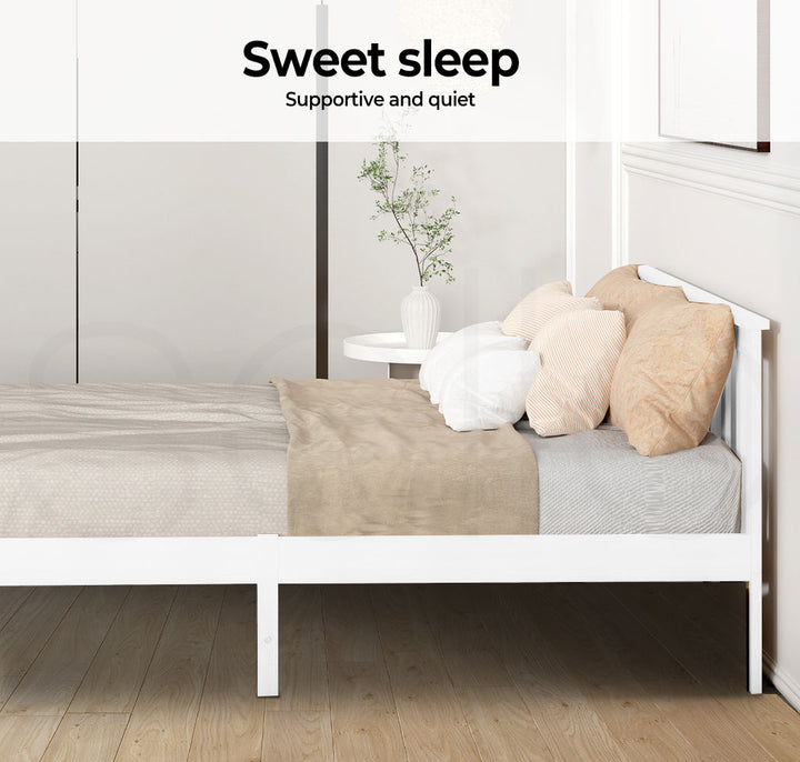 Levede White Wooden Bed Frame - Levede