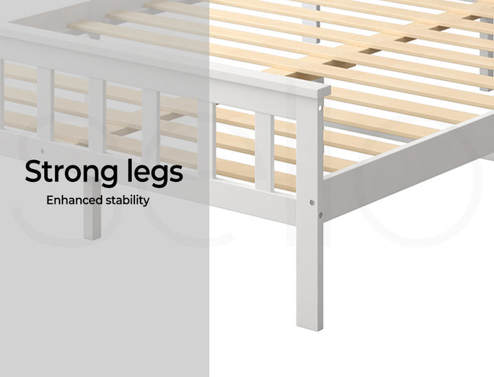 Levede Wooden Bed Frame Mattress Base Solid Timber Pine Wood White