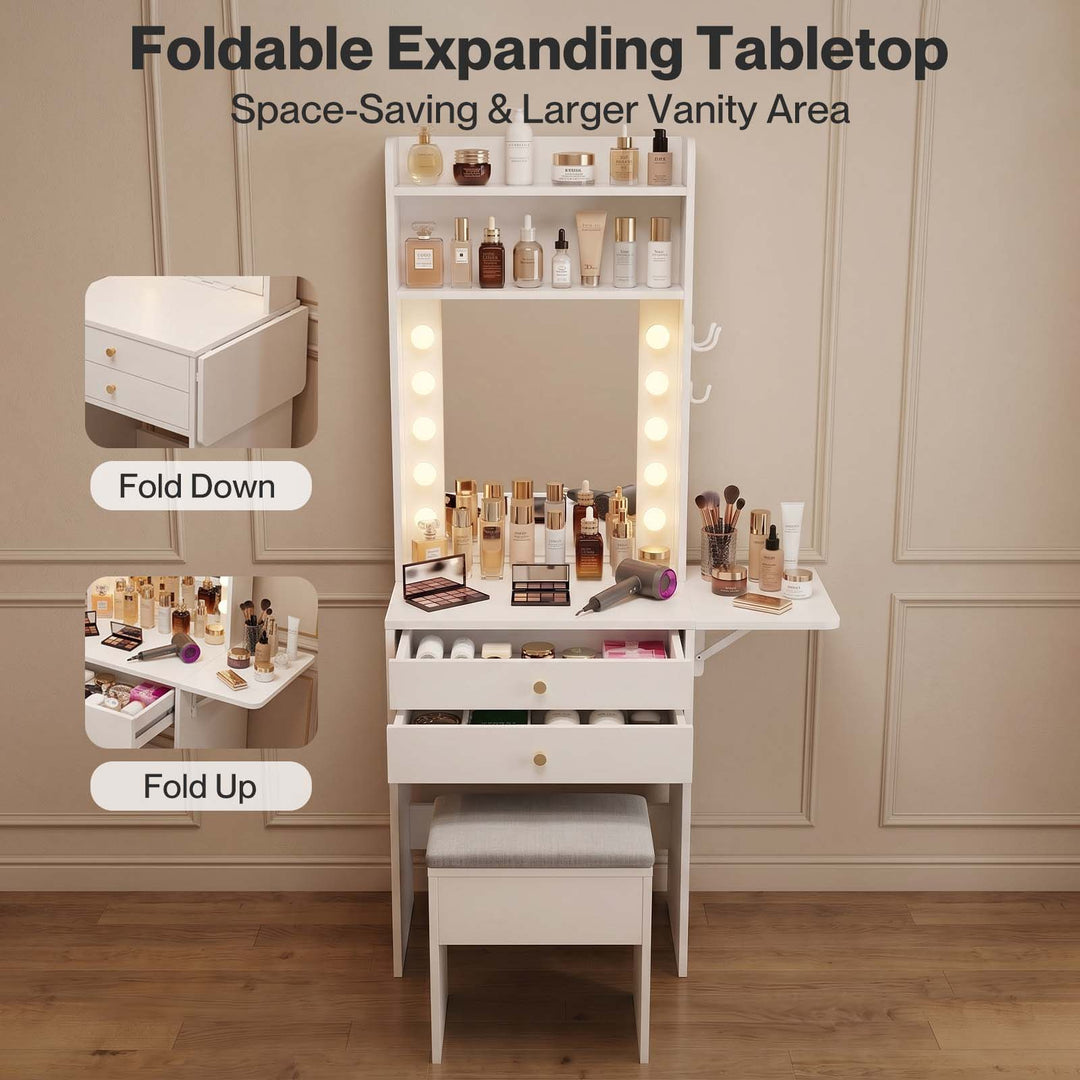 Levede Dressing Table Stool Dressing Vanity Desk Mirror LED Charging Station