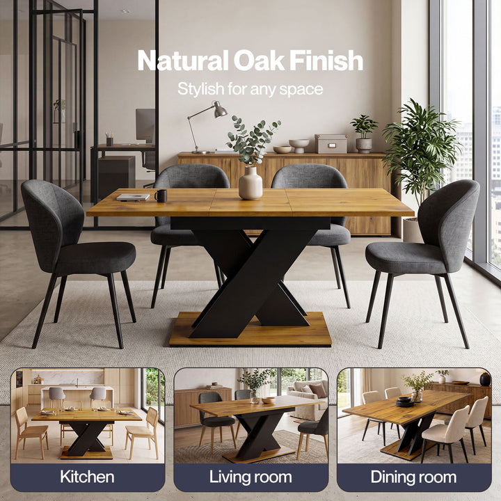 Levede Dining Table Extendable 120cm-160cm 6 People Rectangular Dining Room