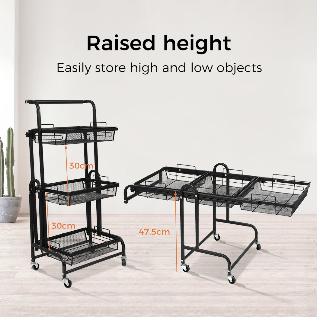 Levede 3 Tier Kitchen Trolley Cart Swivel - Levede