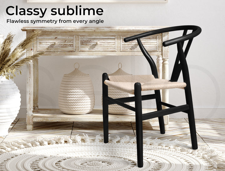 Black Wishbone Chair x 2 - Levede