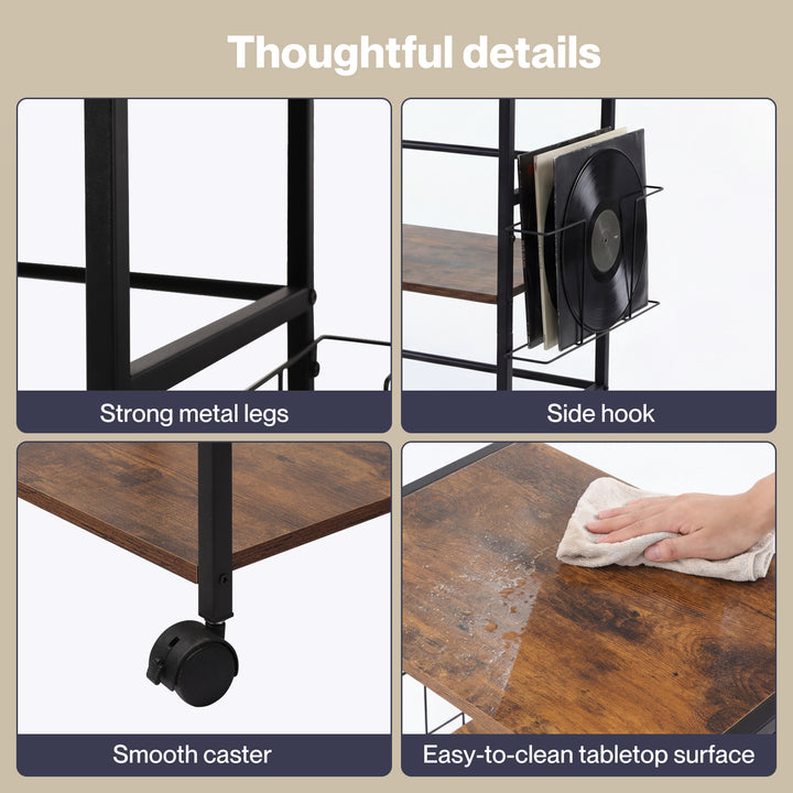 Record Player Stand with Storage Vinyl Record Holder with Display Area