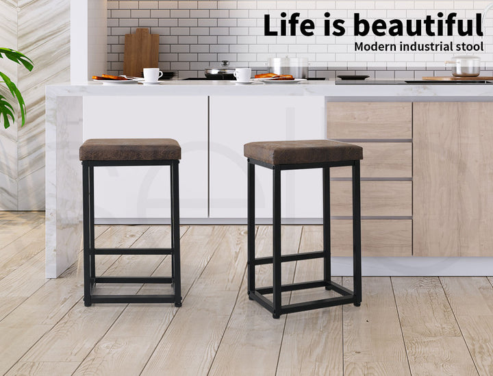 Levede 2X Bar Stools PU Leather Metal - Levede