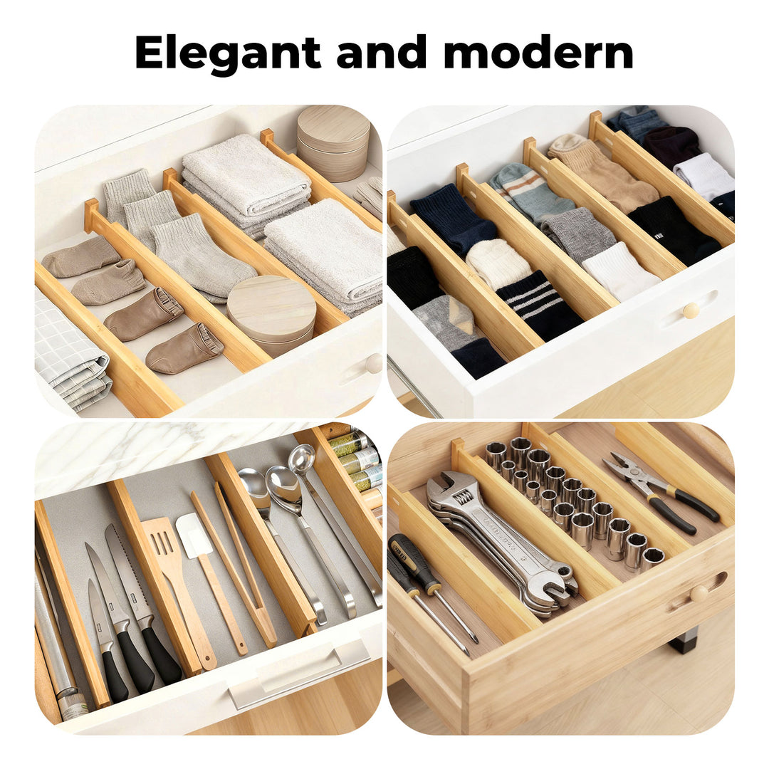 Drawer Divider Bamboo Expandable Partition Storage Organizer Clapboard