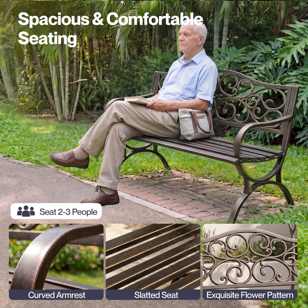 Garden Bench Seat Outdoor Patio Park Lounge Backyard Chair Bronze 3 Seat