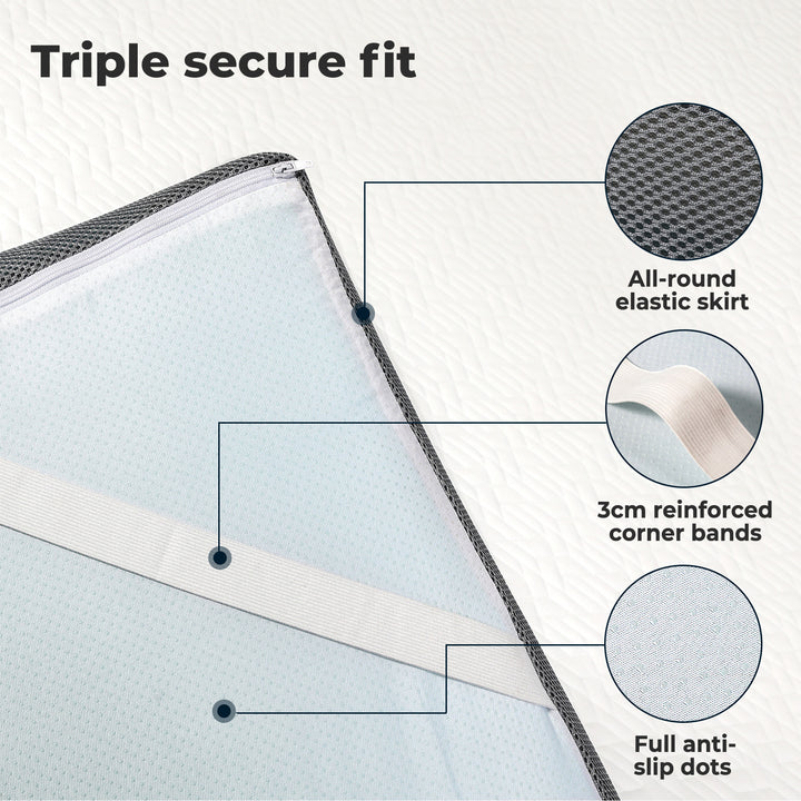 Mattress Topper Double Size Memory Foam Dual Layer Anti Slip All Season