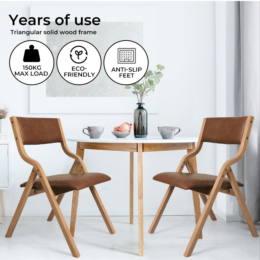 Levede 2x Foldable PU Dining Chairs - Levede