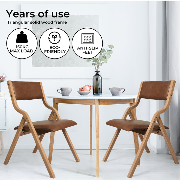 Levede 2x Foldable PU Dining Chairs - Levede