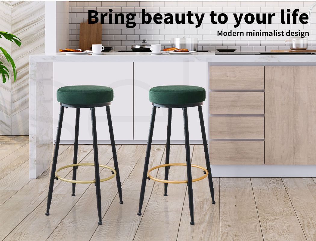 Levede 2x Bar Stools Barstools Velvet - Levede