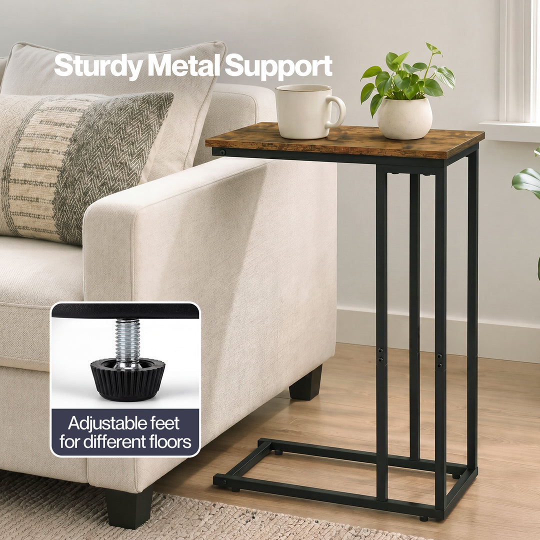 C Shaped Side Table Waterproof Couch Coffee Laptop End Table Metal Frame