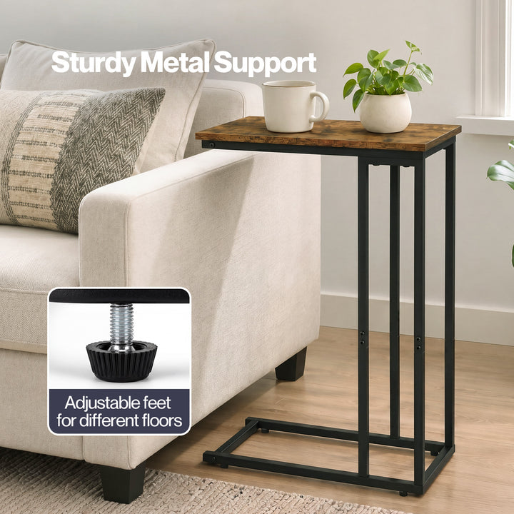 C Shaped Side Table Waterproof Couch Coffee Laptop End Table Metal Frame