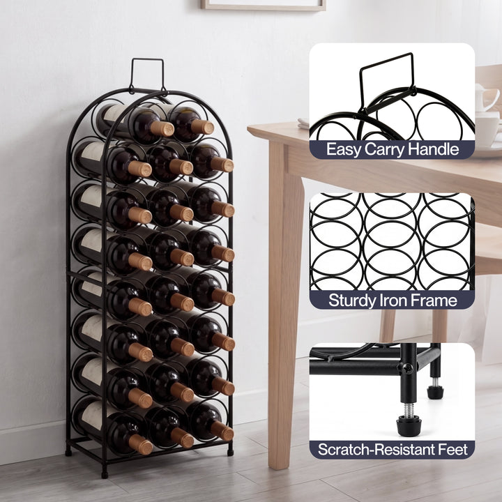 Levede 23 Bottle Wine Rack Kitchen Home Floor Storage Organiser Metal Black