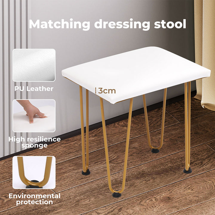 Levede Dressing Table LED Light Strip Makeup Mirror Stool Set Vanity Desk White