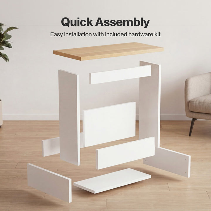 Levede Slim Side Table Magazine Rack Narrow Sofa End Table Storage Living Room