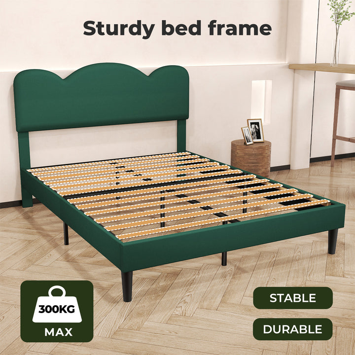 Queen Bed Frame Adjustable Soft Headboard Mattress Base Wooden Fabric