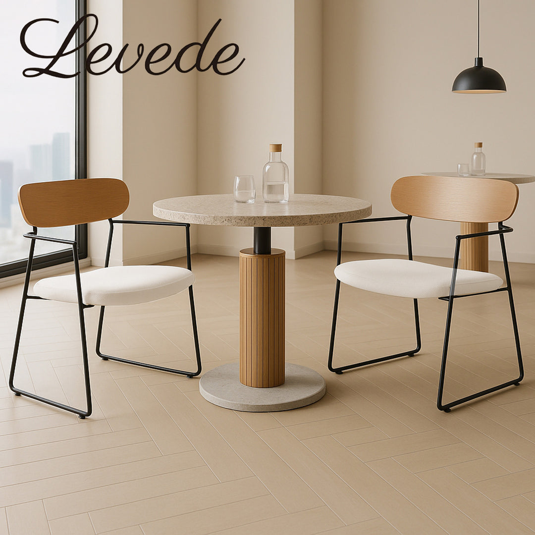 2x Dining Chairs Padded Armchair Soft Upholstered Metal Leg with Arms