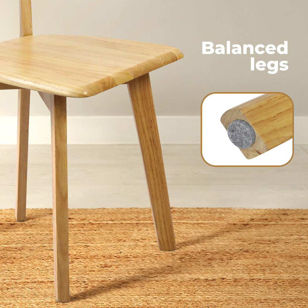 Levede Wooden Dining Chairs – Natural Timber Finish