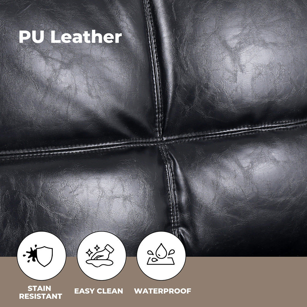 Sofa Bed Futon Recliner Lounge Couch Convertible PU Leather 3 Seater