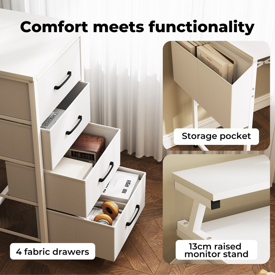 L Shaped Gaming Desk with RGB LED, Storage Drawers Power Outlet