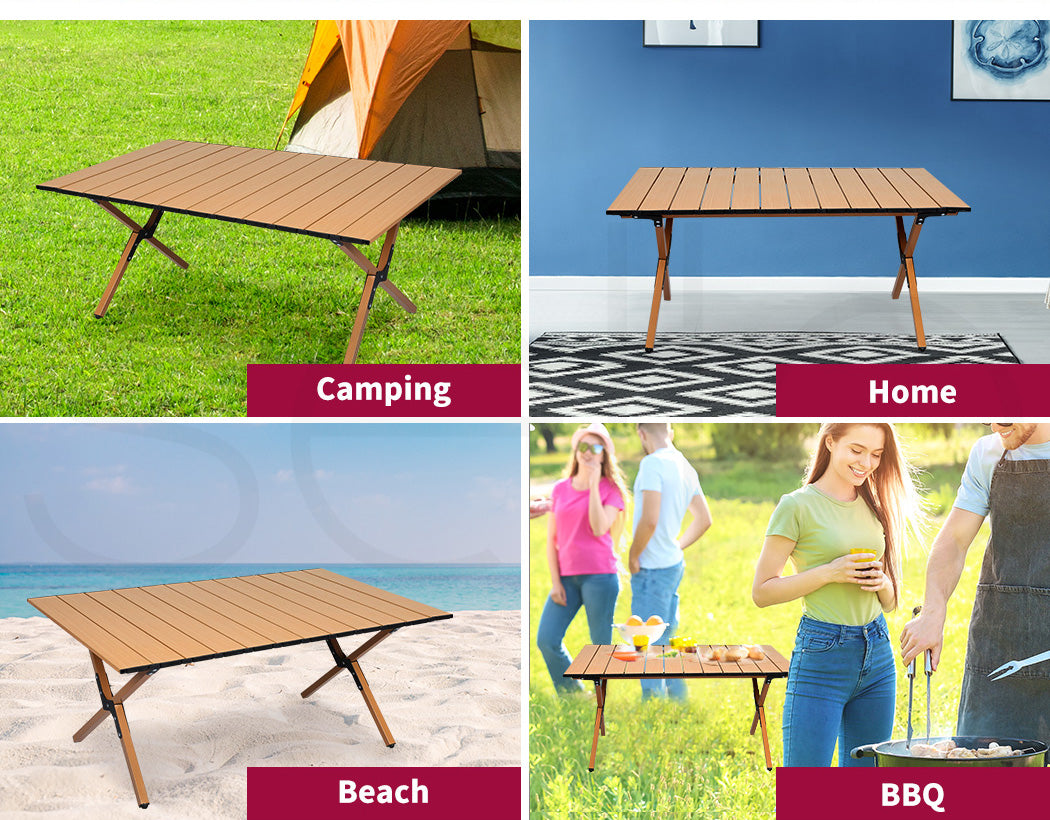 Levede Folding Camping Table Portable Oak - Levede