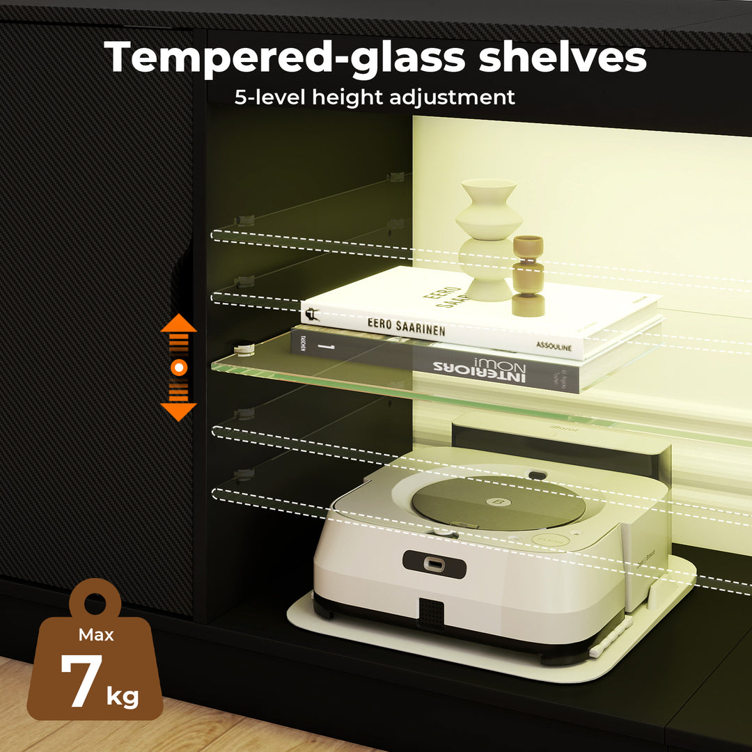 TV Stand Entertainment Unit TV Cabinet Stand Storage with LED Black