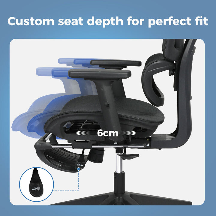 Ergonomic Office Chair with Footrest - Black