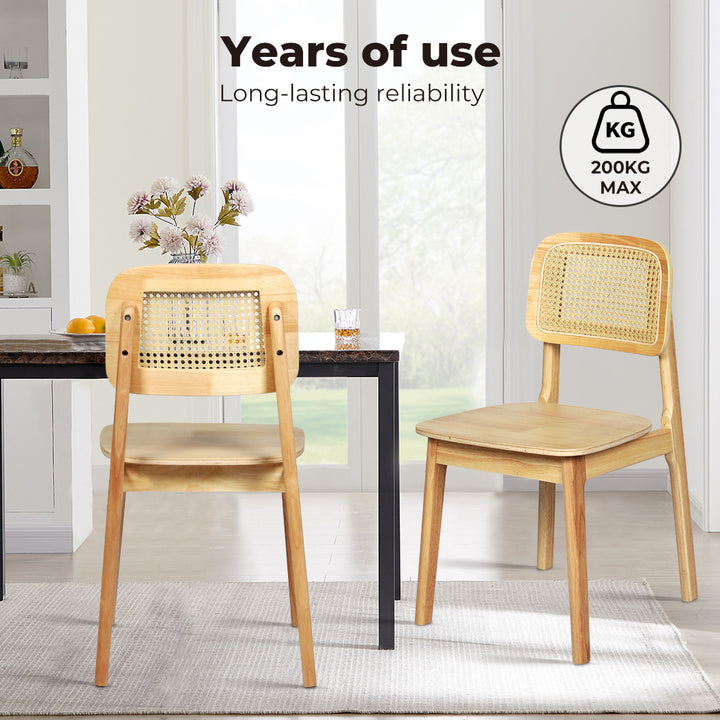 Rattan Dining Chairs Wooden Accent Chair Kitchen Lounge Cafe Armless