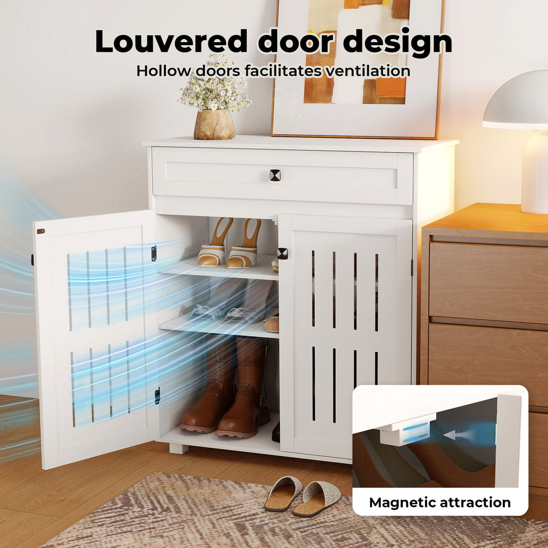 Shoe Cabinet 4-Tier Door Entryway Storage Rack Organizer Cupboard White