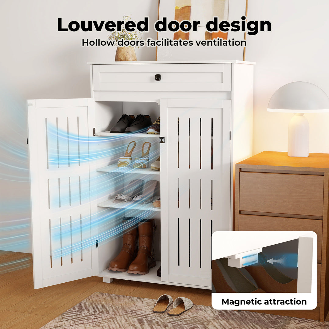 Shoe Cabinet 5-Tier Door Entryway Storage Rack Organizer Cupboard White